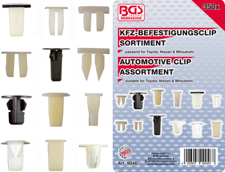BGS 9041 Sortiment KFZ Befestigungsclips Clips für Ford, Mazda, GM,  Chrylser, Nissan 415 teilig