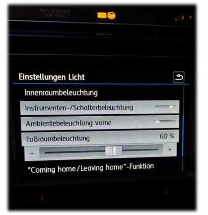 VW Touran 5T LED Fußraumbeleuchtung vorne Nachrüstpaket