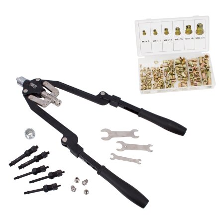 2-in-1 Blindnieten- und Nietmutternzange, inkl. Nietmutterset