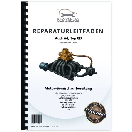 Reparaturanleitung Audi A4 Typ 8D (94-02) Diesel Einspritz- Vorglühanlage 115 PS