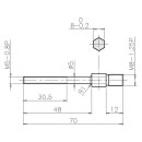 Ziehbolzen, 70 mm, M5 x 0,8 und M8 x 1,25