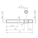 Ziehbolzen, 70mm, M8x1 und M8x.1.25